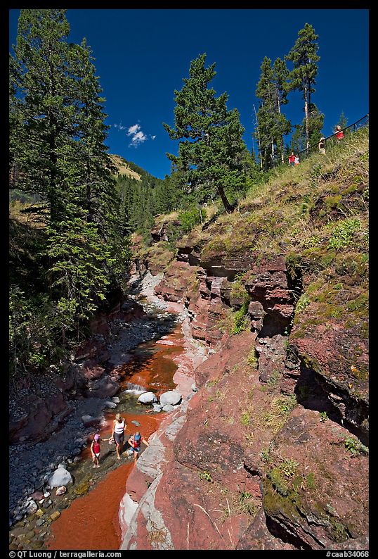 Family in Red Rock Canyon. Waterton Lakes National Park, Alberta, Canada
