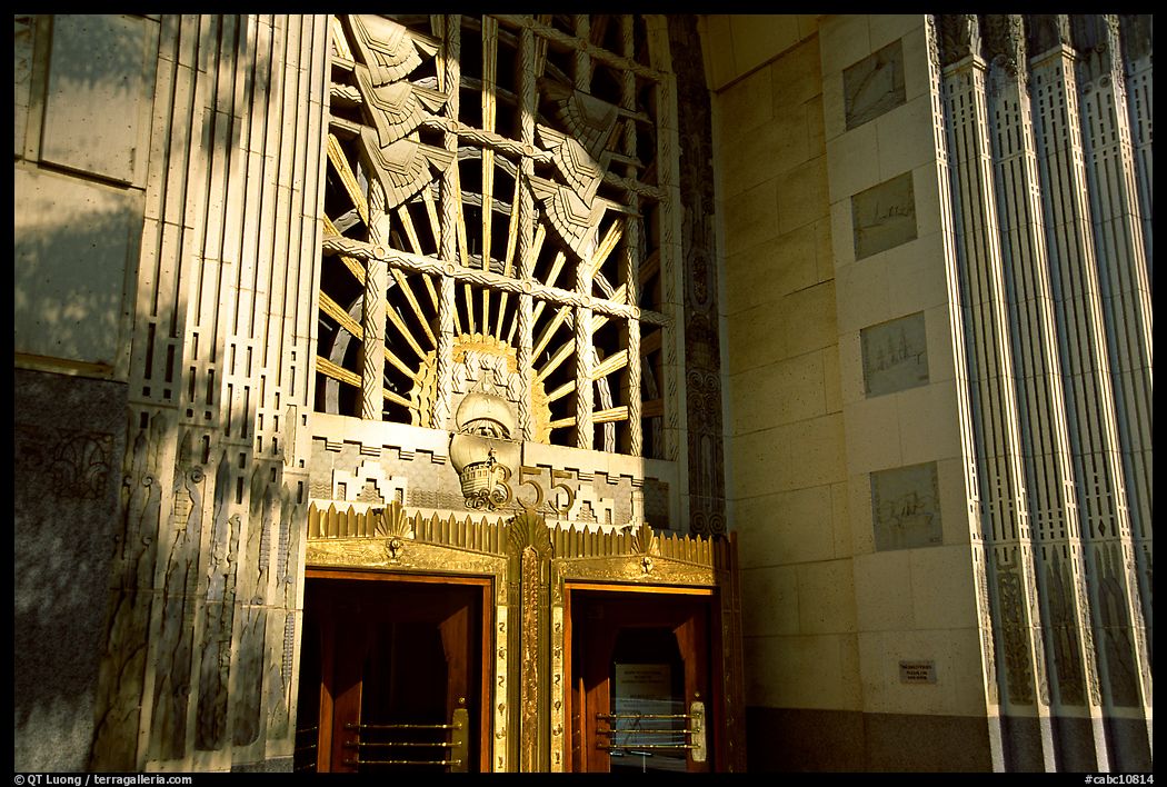 Ornate art deco Marine Building entrance. Vancouver, British Columbia, Canada