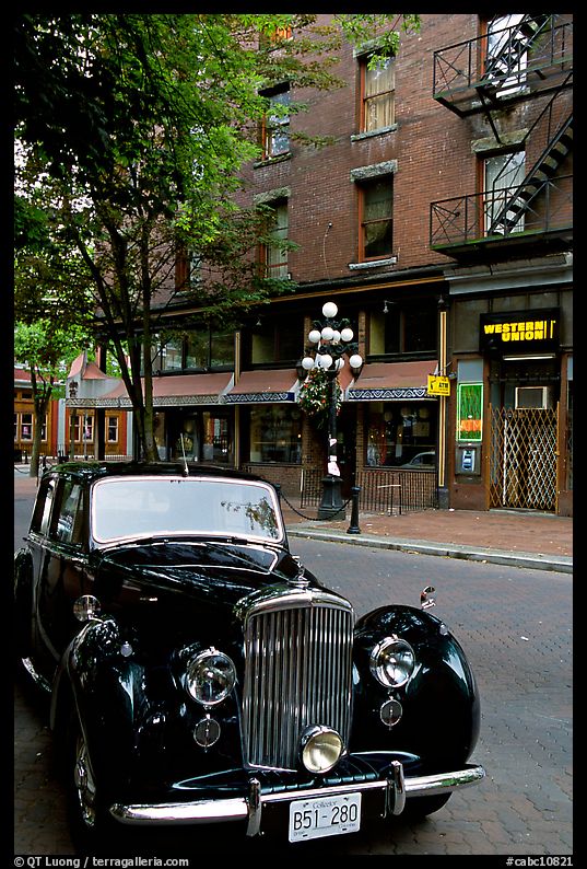 Classic car in Water Street. Vancouver, British Columbia, Canada