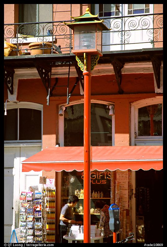 Lamp post and store in Chinatown. Victoria, British Columbia, Canada
