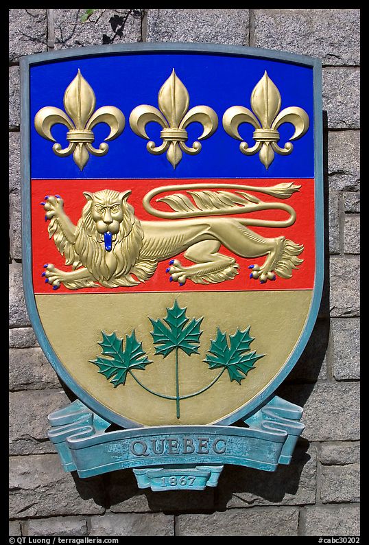 Shield of Quebec Province. Victoria, British Columbia, Canada