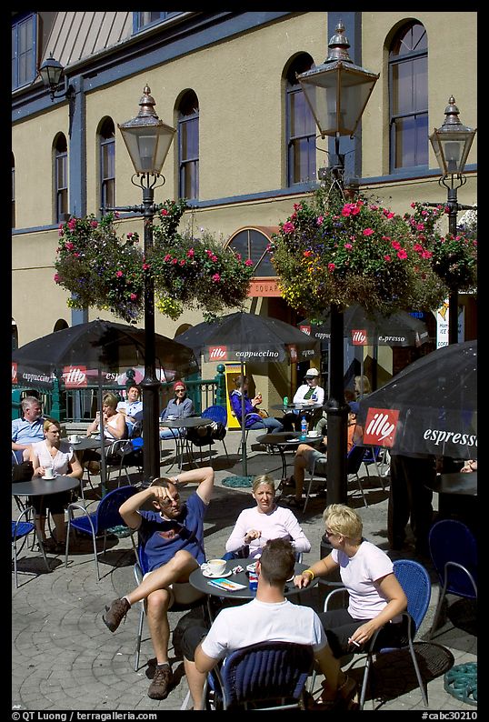Outdoor cafe terrace, Bastion Square. Victoria, British Columbia, Canada