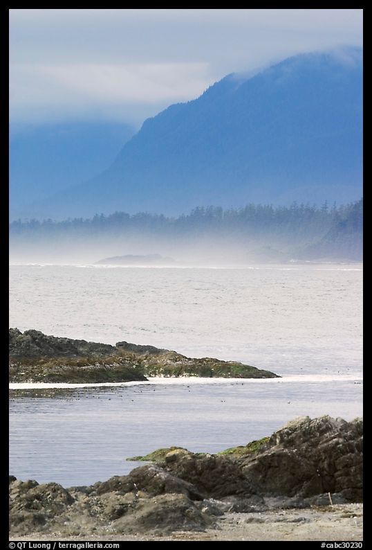Ocean and coastal range. Pacific Rim National Park, Vancouver Island, British Columbia, Canada