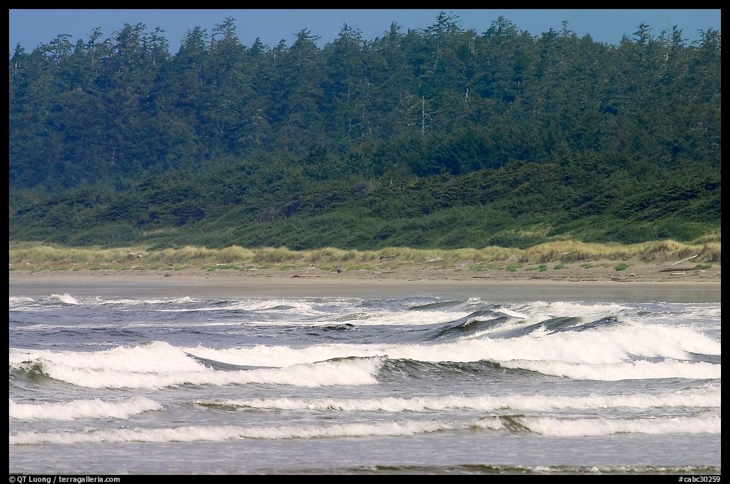 Waves washing on Long Beach. Pacific Rim National Park, Vancouver Island, British Columbia, Canada
