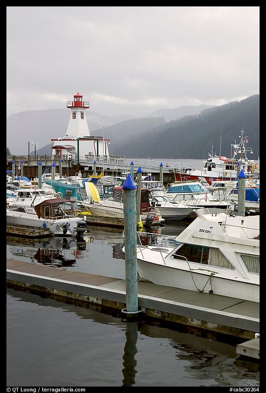 Harbour and lighthouse, Port Alberni. Vancouver Island, British Columbia, Canada
