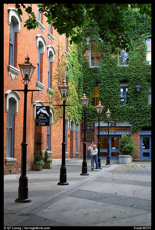 Alley with street lamps, Bastion Square. Victoria, British Columbia, Canada
