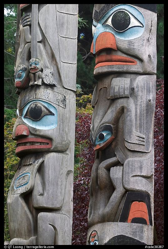 Totem poles, Thunderbird Park. Victoria, British Columbia, Canada