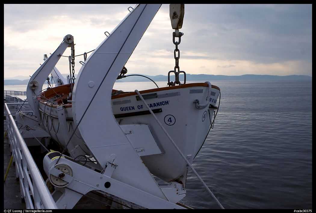 Lifeboat on a ferry. Vancouver Island, British Columbia, Canada