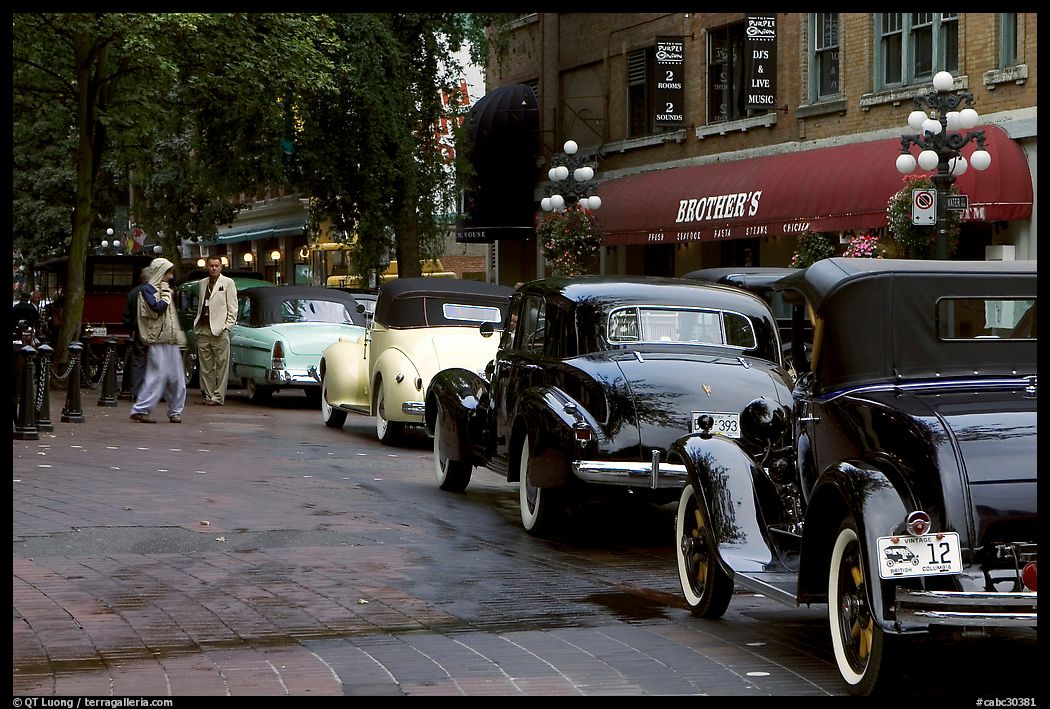 Classic cars in Gastown. Vancouver, British Columbia, Canada