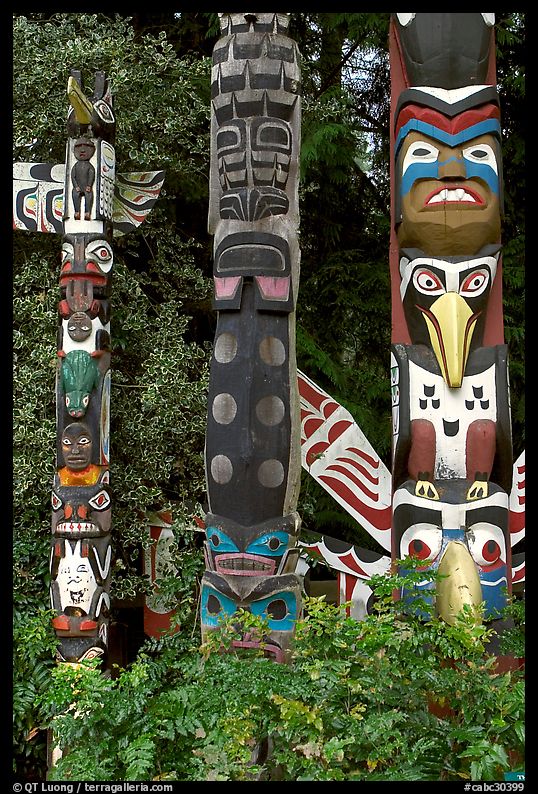 Totems near the Capilano bridge. Vancouver, British Columbia, Canada
