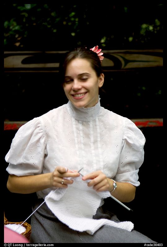 Woman in period costume. Vancouver, British Columbia, Canada