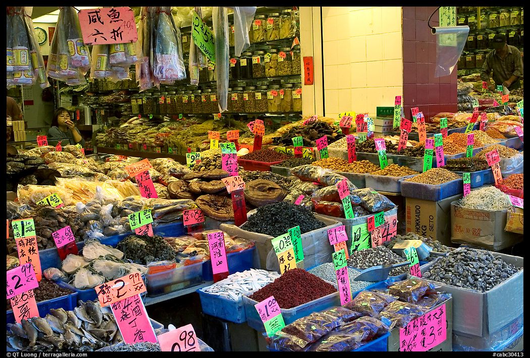 Chinese medicinal goods in Chinatown. Vancouver, British Columbia, Canada