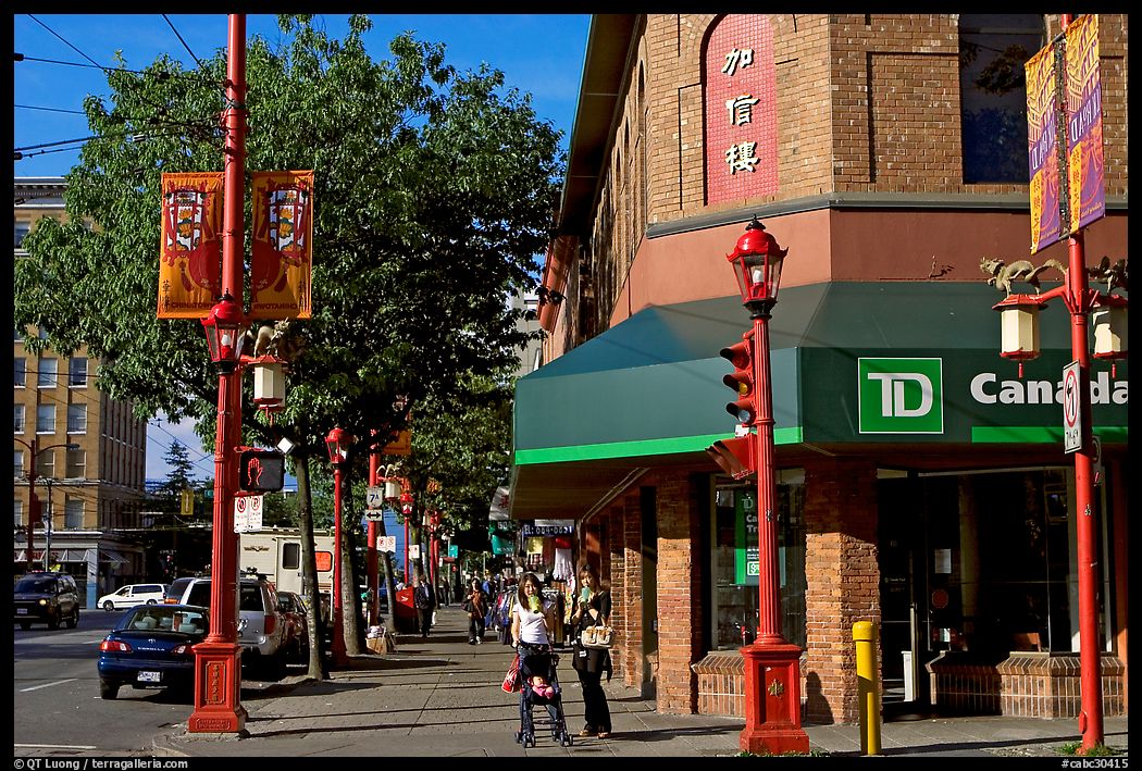 Chinatown street corner. Vancouver, British Columbia, Canada