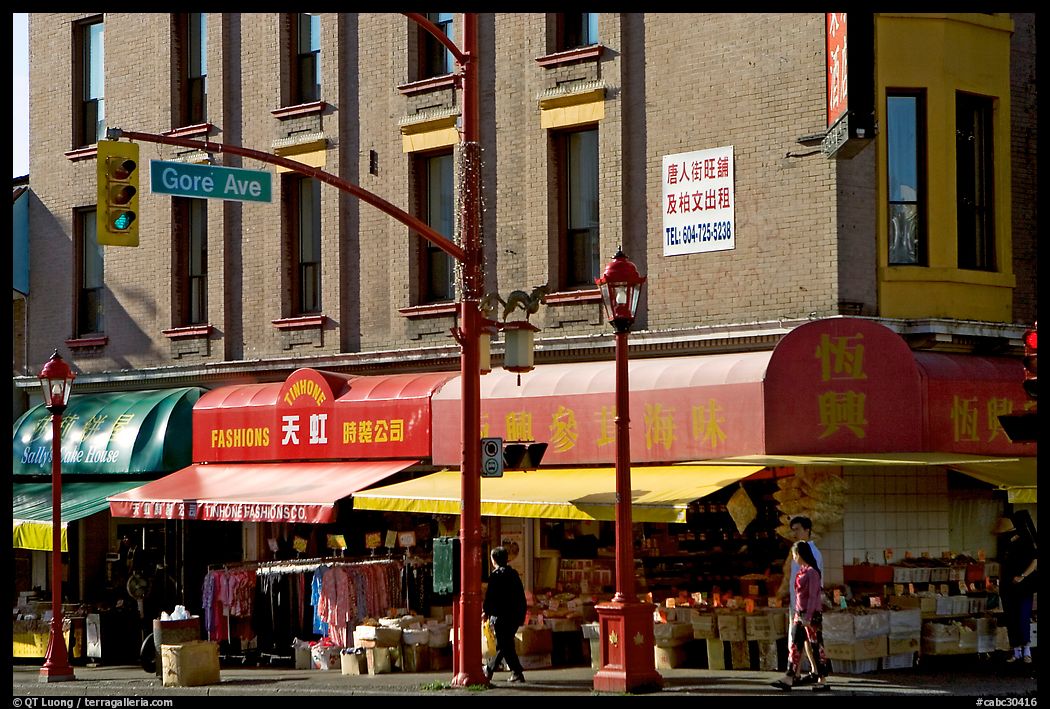 Chinatown street corner. Vancouver, British Columbia, Canada