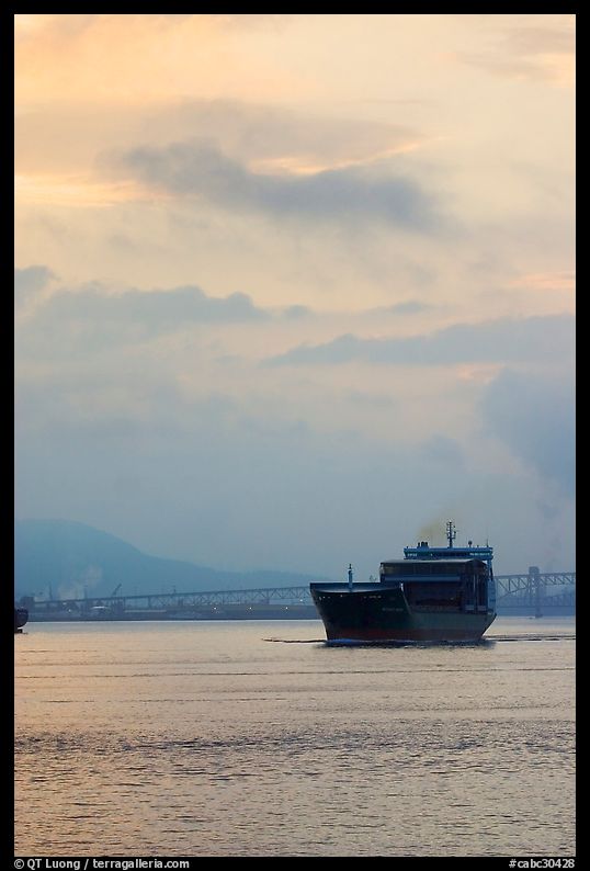 Container ship in harbor. Vancouver, British Columbia, Canada