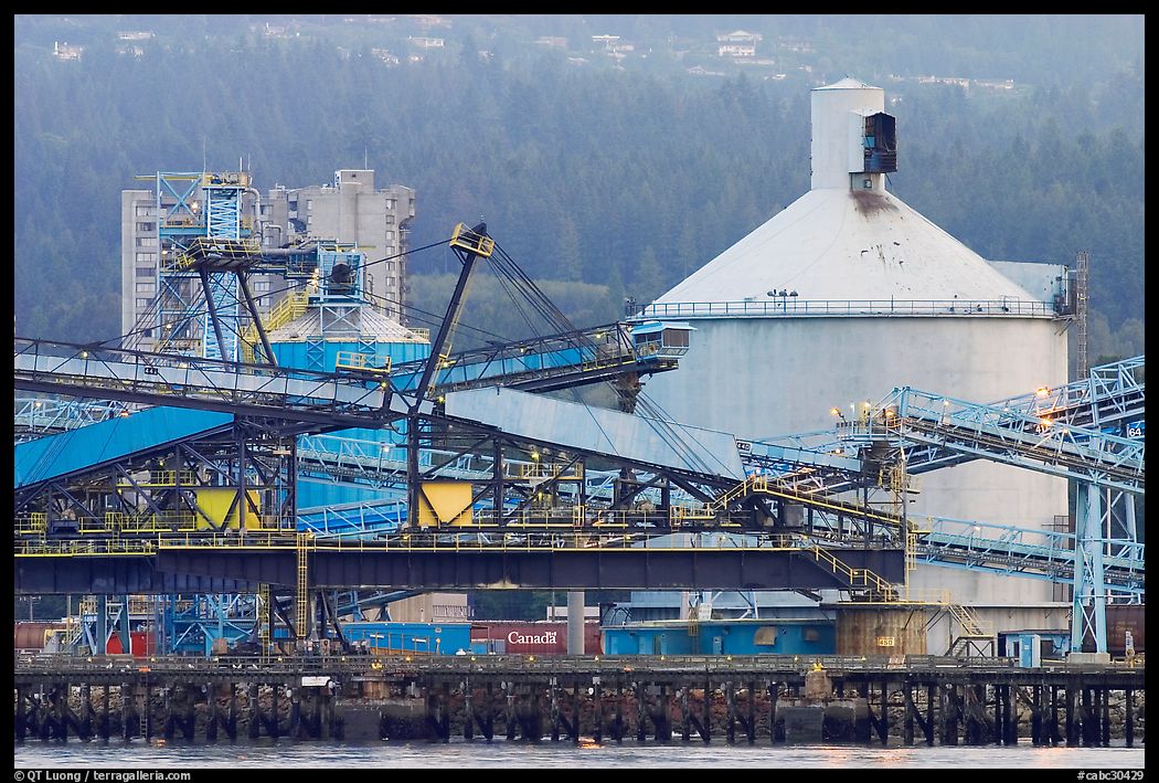 Industrial installations in harbor. Vancouver, British Columbia, Canada