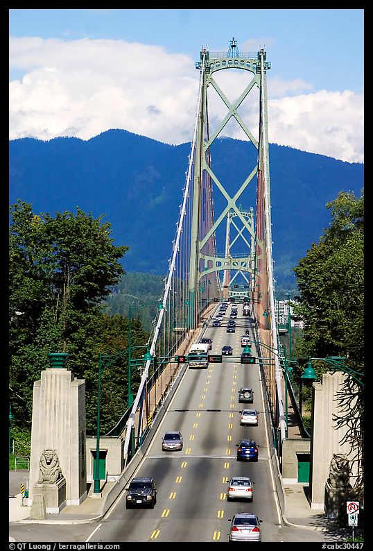 Lions Gate Bridge, mid-day. Vancouver, British Columbia, Canada