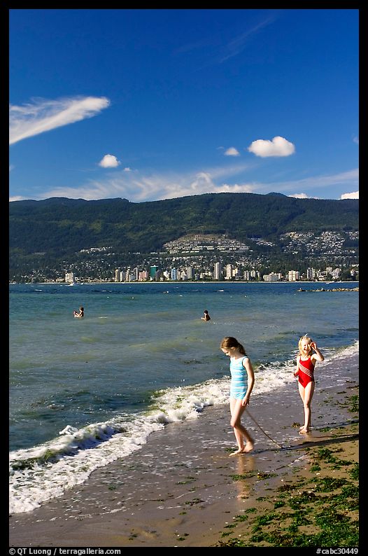 Girls on a beach, Stanley Park. Vancouver, British Columbia, Canada