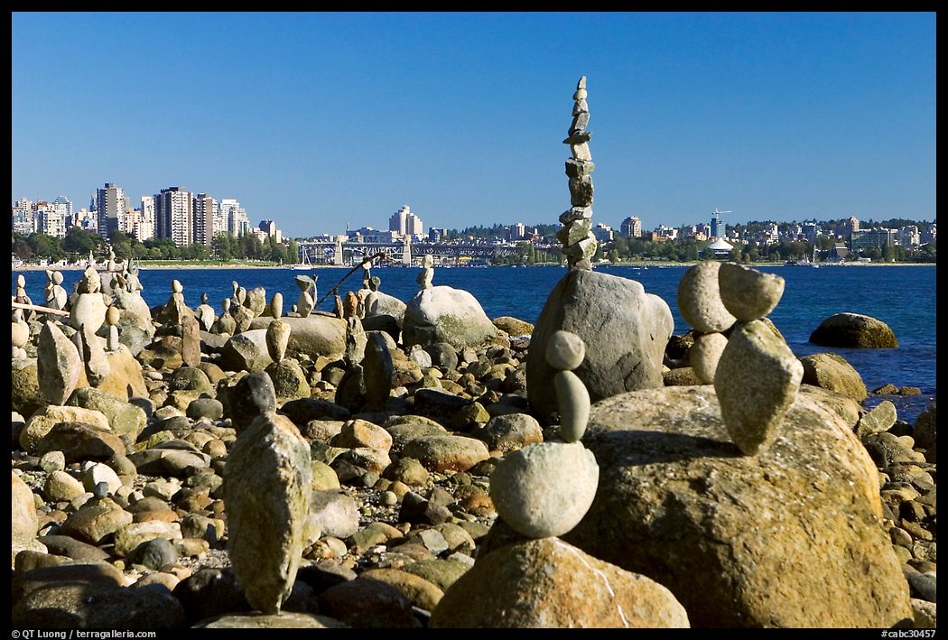 Balanced rocks and skyline, Stanley Park. Vancouver, British Columbia, Canada