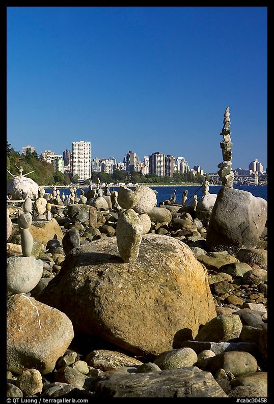 Balanced rocks and skyline, Stanley Park. Vancouver, British Columbia, Canada