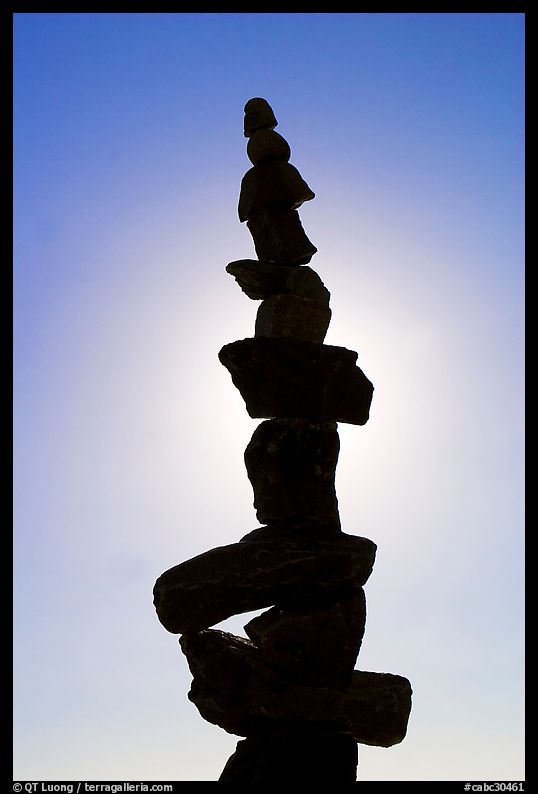 Backlit balanced rocks. Vancouver, British Columbia, Canada