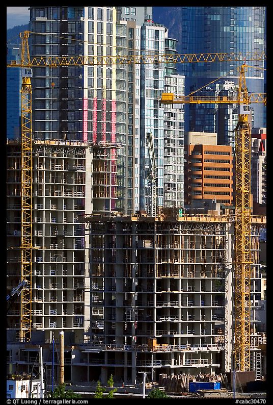 Residential towers in construction. Vancouver, British Columbia, Canada