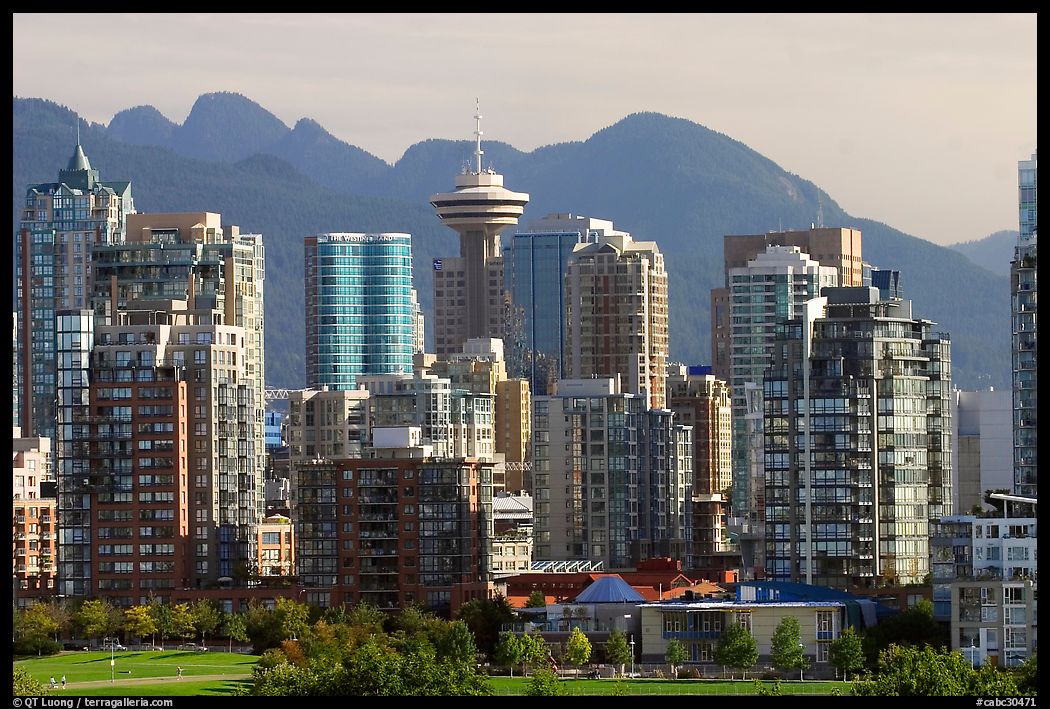 Downtown skyline and mountains. Vancouver, British Columbia, Canada