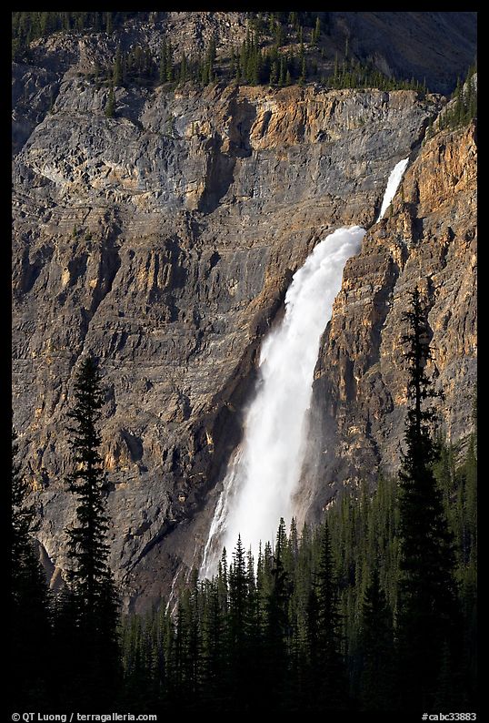 Takakkaw Falls from Yoho Valley Road, late afternoon. Yoho National Park, Canadian Rockies, British Columbia, Canada