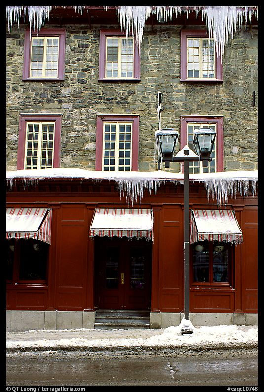 Facade with icicles, Quebec City. Quebec, Canada