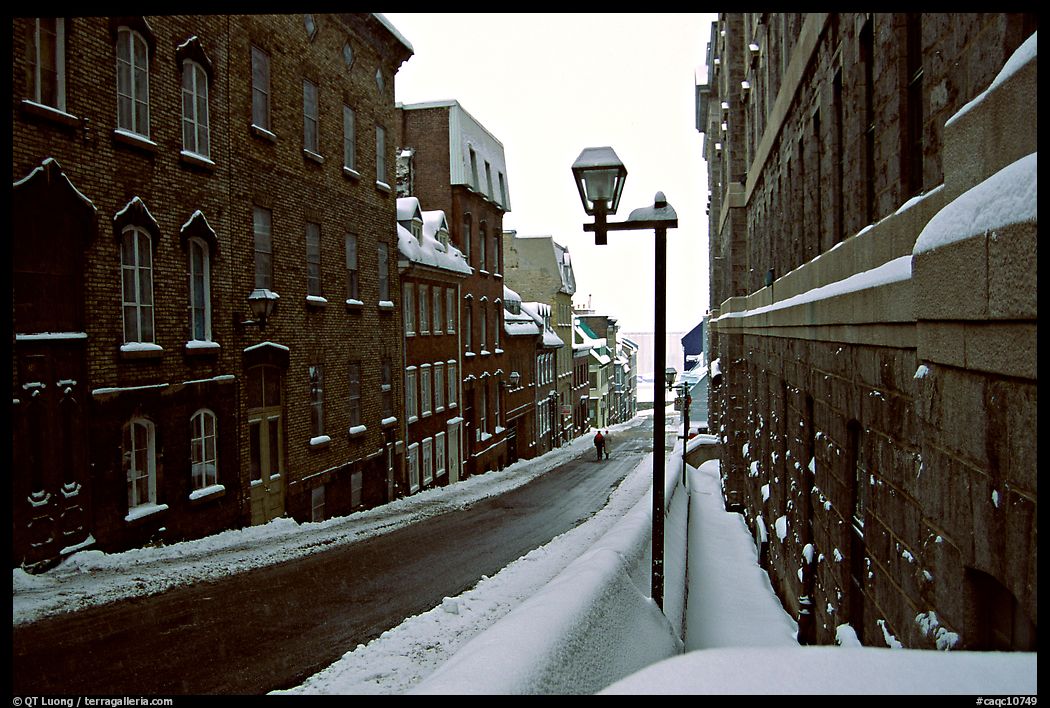 Street in winter, Quebec City. Quebec, Canada