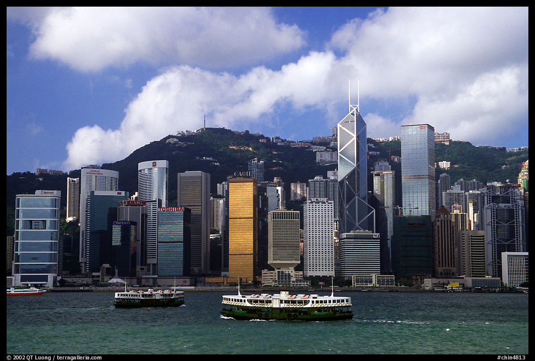 Star ferries and Hong-Kong island across the buy Hong-Kong harbor. Hong-Kong, China