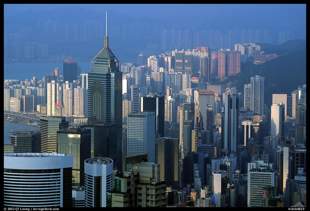 Modern skyscrapers seen from Victoria Peak, Hong-Kong island. Hong-Kong, China