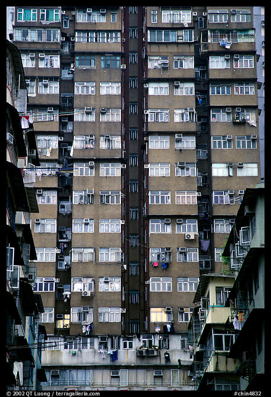 High-rise residential building in a popular district, Kowloon. Hong-Kong, China