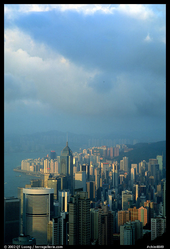 Hong-Kong Island from Victoria Peak, sunset. Hong-Kong, China
