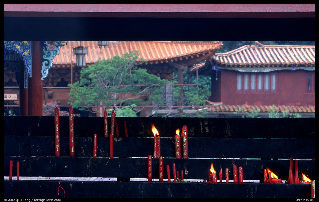 Incense stand in the central courtyard of Yantong Si. Kunming, Yunnan, China