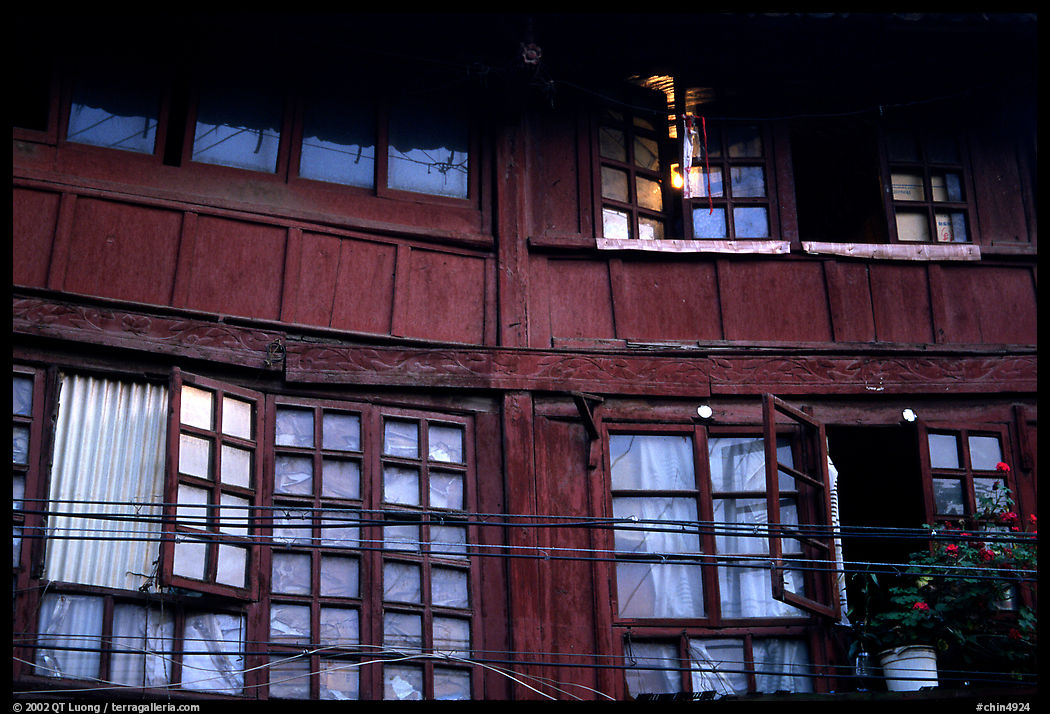 Detail of old wooden house. Kunming, Yunnan, China