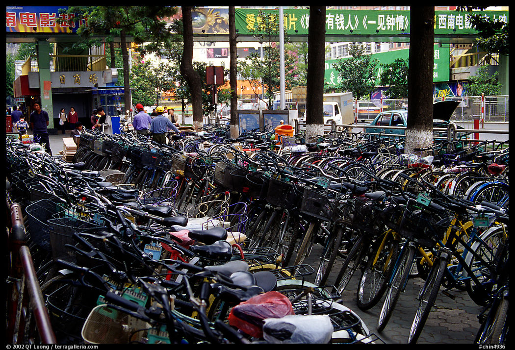 Bicycle parking lot. Kunming, Yunnan, China