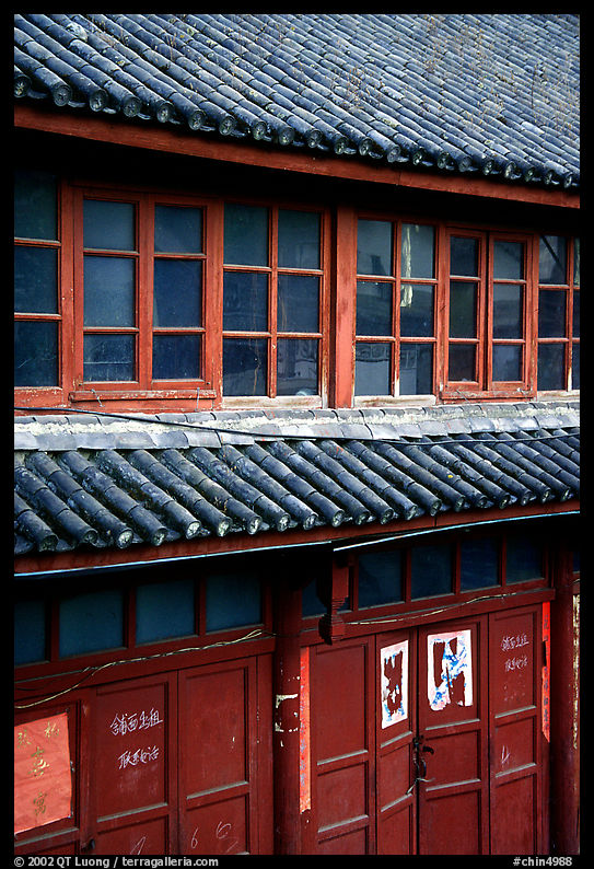 Detail of wooden house. Dali, Yunnan, China