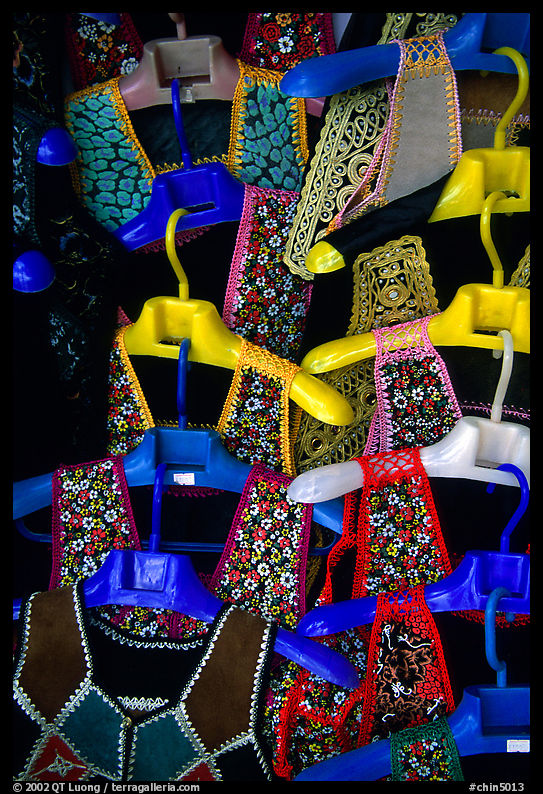 Sani embroidery for sale. Shilin, Yunnan, China