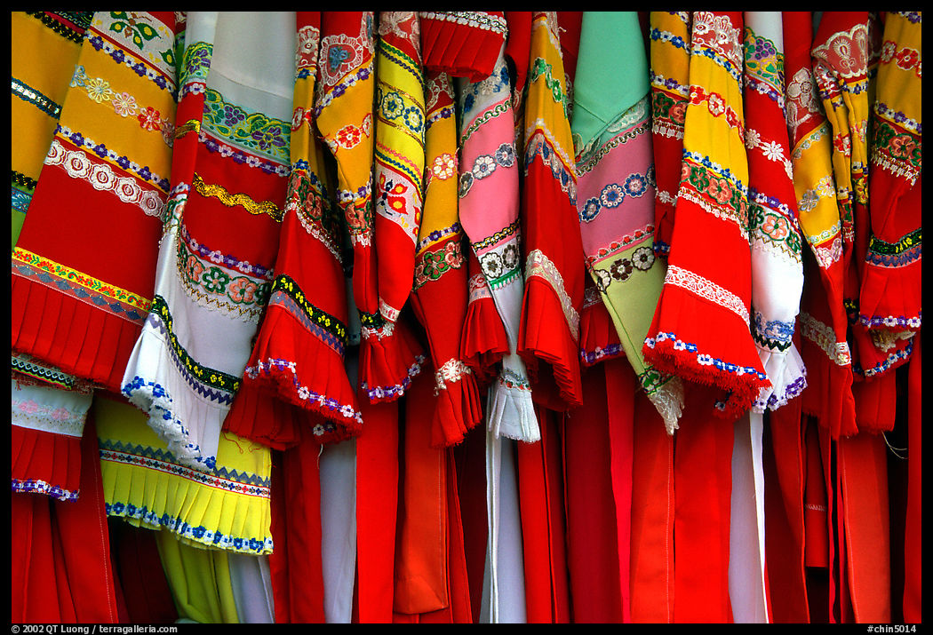 Sani dresses for sale. Shilin, Yunnan, China