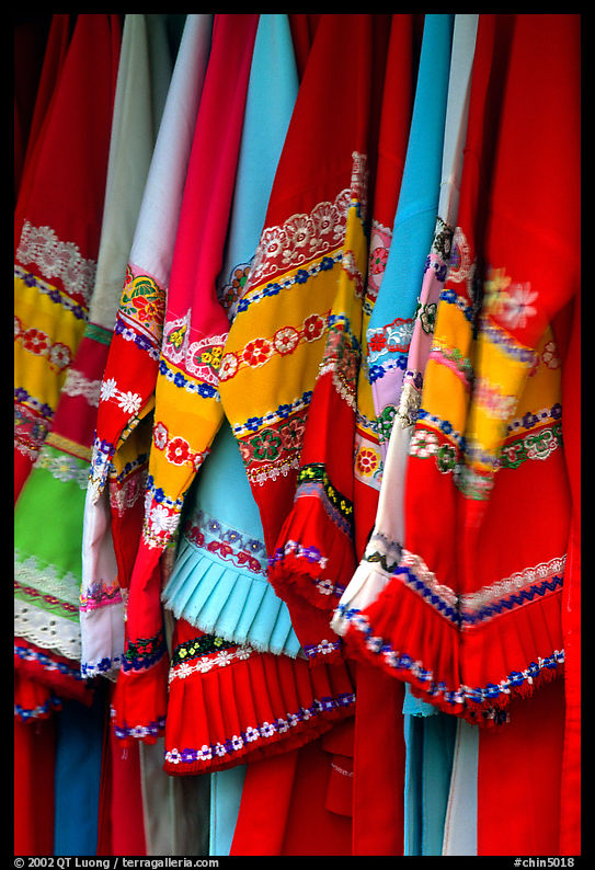Sani dresses for sale. Shilin, Yunnan, China