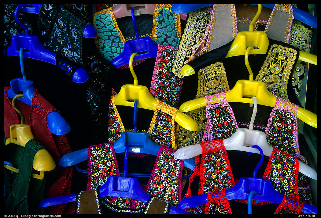 Sani embroidery for sale. Shilin, Yunnan, China