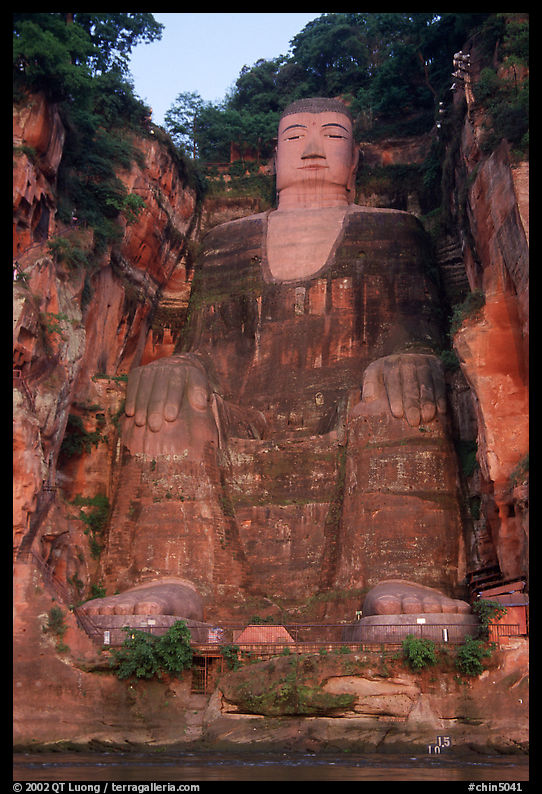 Da Fo (Grand Buddha) seen from the river. Leshan, Sichuan, China