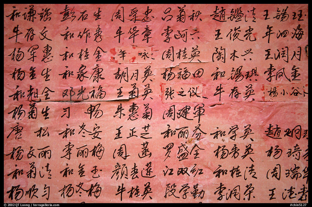 Chinese caligraphy. Lijiang, Yunnan, China