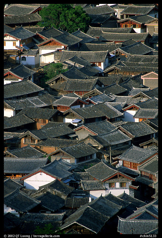 Old town Rooftops seen from Wangu tower. Lijiang, Yunnan, China