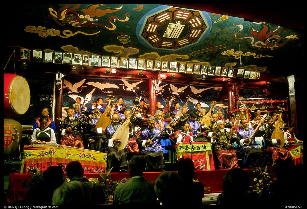 Naxi orchestra in Dayan Naxi concert hall. Lijiang, Yunnan, China