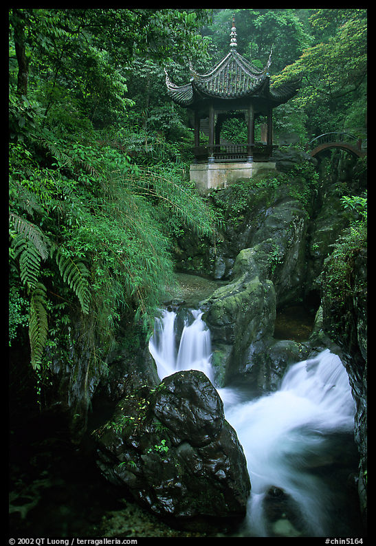 Waterfall beneath Qingyin pavillon. Emei Shan, Sichuan, China
