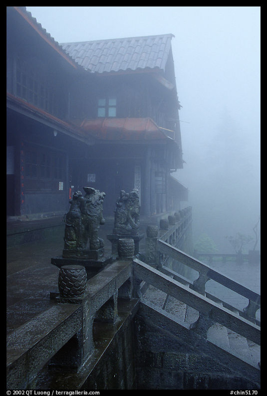 Xiangfeng temple in the fog. Emei Shan, Sichuan, China