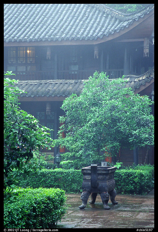 Wannian Si temple in the fog. Emei Shan, Sichuan, China