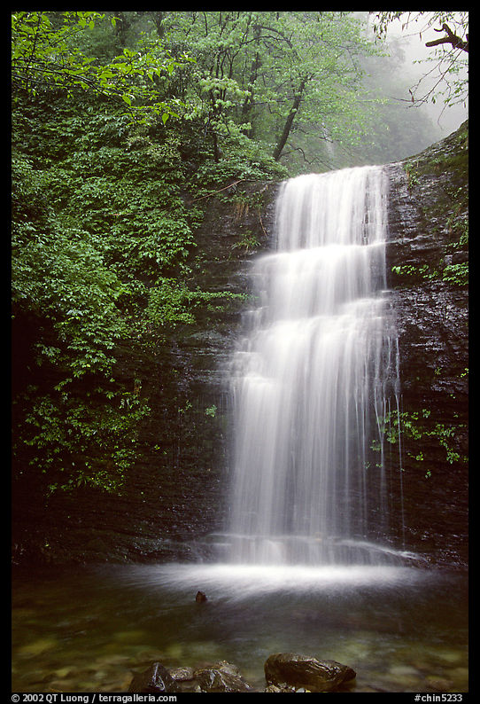 Waterfall between Xiangfeng and Yuxian. Emei Shan, Sichuan, China